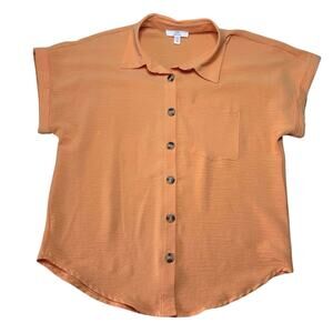 COMO Vintage Airflow Button Up Shirt Apricot Peach S NWT Breezy